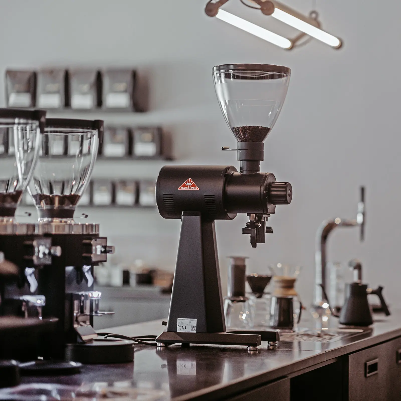 Mahlkönig EK43 grinder on a specialty café bar